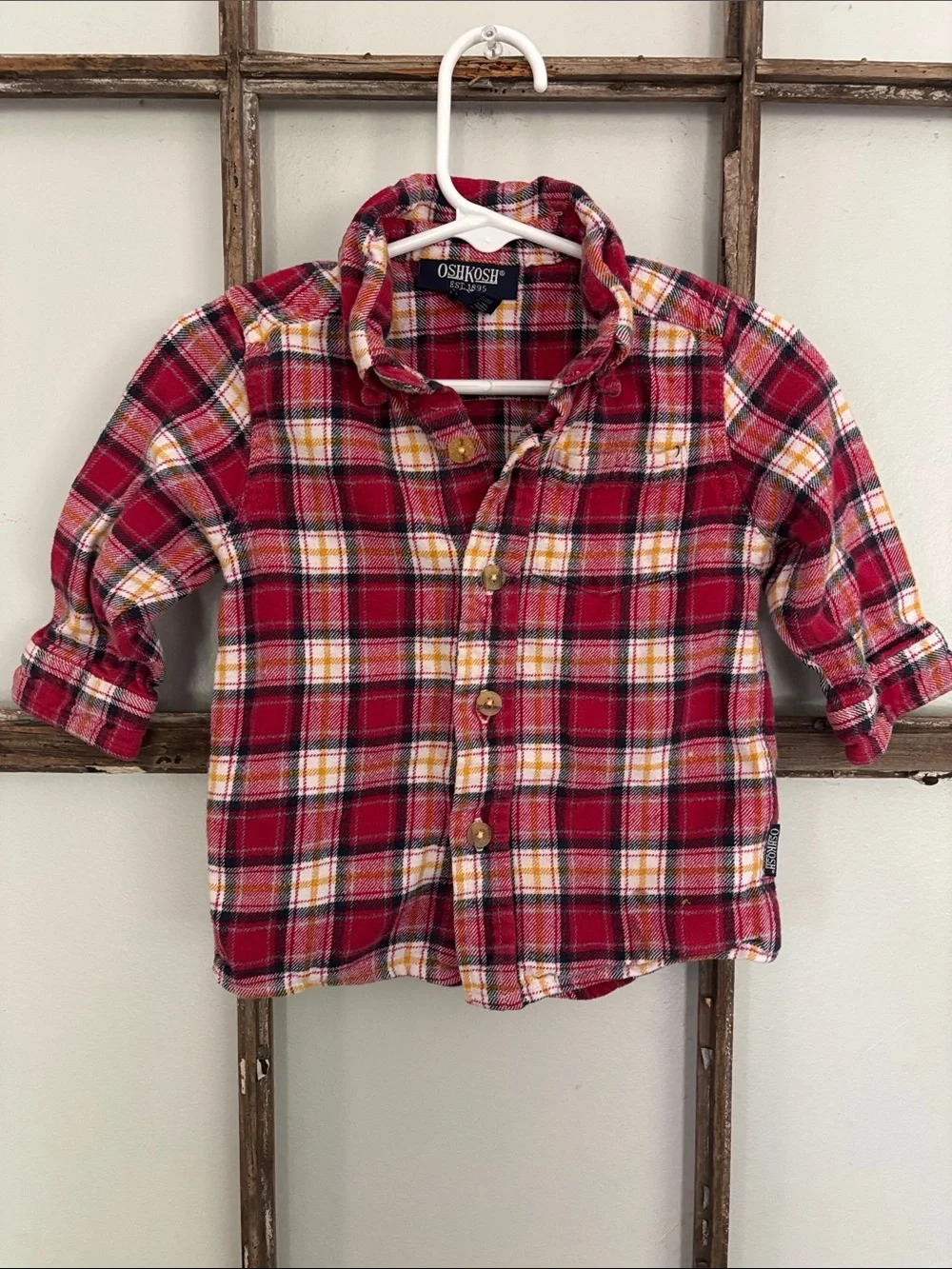 Vintage Oshkosh toddler flannel plaid shirt